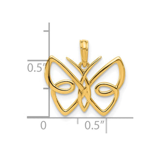 14K Yellow Gold Polished Butterfly Pendant D5387