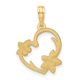 14K Yellow Gold Polished Floral Heart Pendant D5389