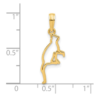 14K Yellow Gold Polished Cat Sitting Pendant