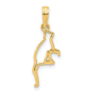 14K Yellow Gold Polished Cat Sitting Pendant