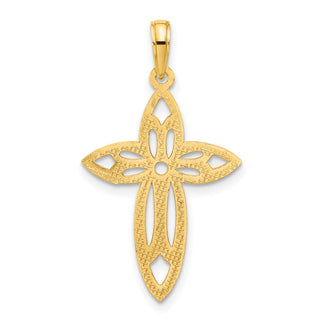 14K Yellow Gold Polished Fancy Cut-out Cross Pendant