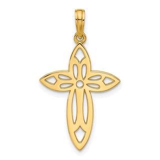 14K Yellow Gold Polished Fancy Cut-out Cross Pendant