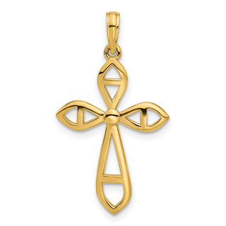 14K Yellow Gold Fancy Cross Charm D5410