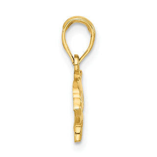 14K Yellow Gold Polished Dolphin with Cut-out Baby Dolphin Pendant