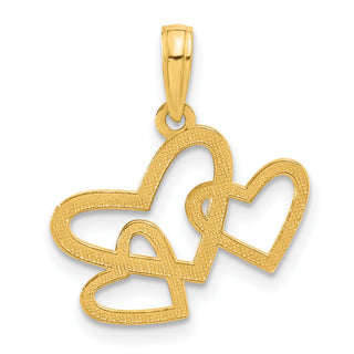 14K Yellow Gold Polished Triple Heart Pendant D5419