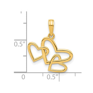 14K Yellow Gold Polished Triple Heart Pendant D5419