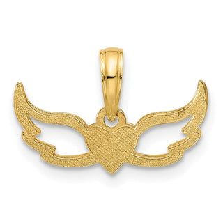 14K Yellow Gold Fancy Heart and Wings Charm