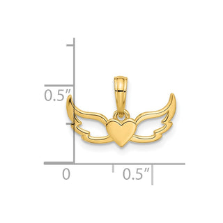 14K Yellow Gold Fancy Heart and Wings Charm