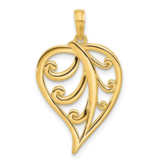 14K Yellow Gold Polished Leaf Pendant D5429