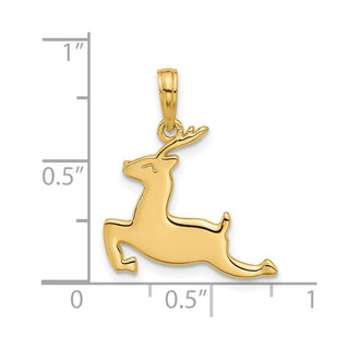 14K Yellow Gold Polished Prancing Reindeer Charm