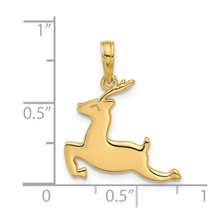 14K Yellow Gold Polished Prancing Reindeer Charm