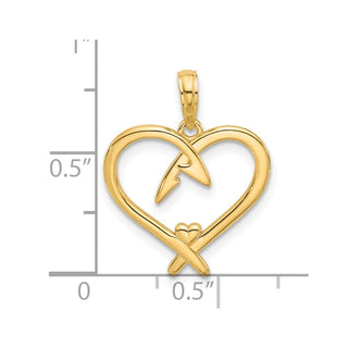 14K Yellow Gold Fancy Heart Charm D5435