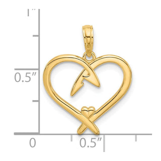 14K Yellow Gold Fancy Heart Charm D5435