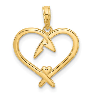 14K Yellow Gold Fancy Heart Charm D5435