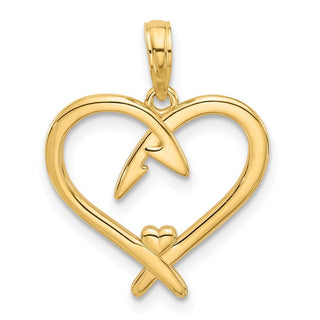 14K Yellow Gold Fancy Heart Charm D5435