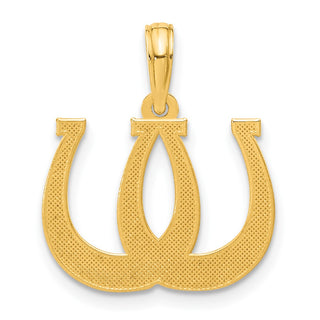 14K Yellow Gold Polished Double Horseshoe Pendant