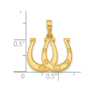 14K Yellow Gold Polished Double Horseshoe Pendant