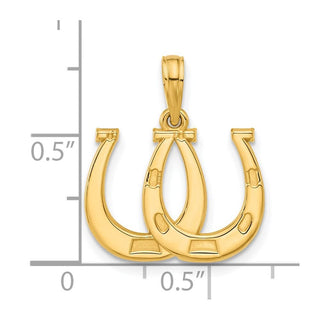 14K Yellow Gold Polished Double Horseshoe Pendant