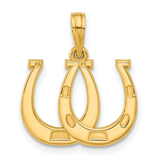 14K Yellow Gold Polished Double Horseshoe Pendant