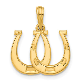 14K Yellow Gold Polished Double Horseshoe Pendant