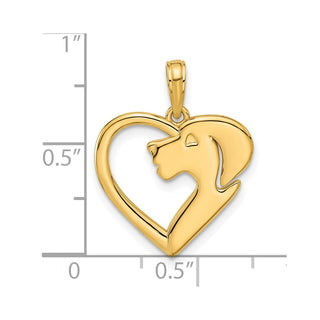 14K Yellow Gold Polished Heart with Dog Charm