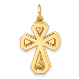 14K Yellow Gold Fancy Two Cross God Loves Me Charm