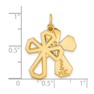 14K Yellow Gold Fancy Two Cross God Loves Me Charm