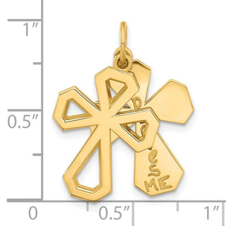 14K Yellow Gold Fancy Two Cross God Loves Me Charm