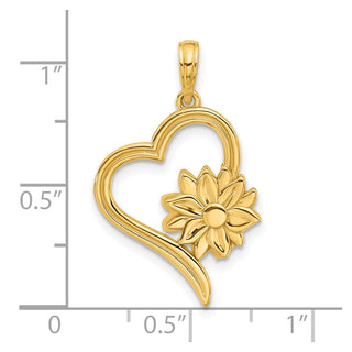 14K Yellow Gold Fancy Heart and Flower Charm