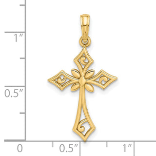 14K Yellow Gold Fancy Cross Charm D5469