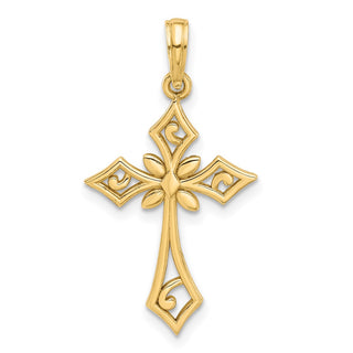 14K Yellow Gold Fancy Cross Charm D5469
