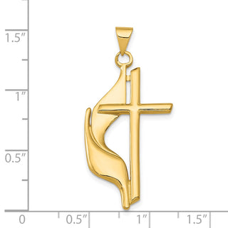 14k Yellow Gold Cross Polished Pendant