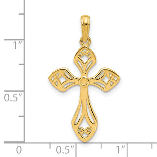 14K Yellow Gold Fancy Cross Charm D5470