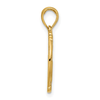 14K Yellow Gold Polished Hand Gesture in Circle Charm D5475