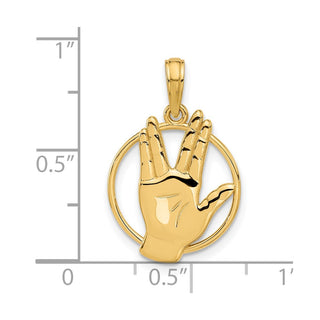 14K Yellow Gold Polished Hand Gesture in Circle Charm D5475