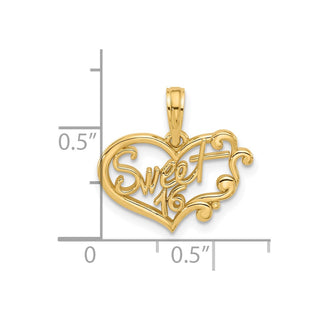 14K Yellow Gold Fancy Sweet 16 Charm D5479