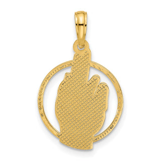 14K Yellow Gold Polished Hand Gesture in Circle Charm D5480