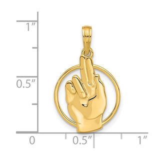 14K Yellow Gold Polished Hand Gesture in Circle Charm D5480