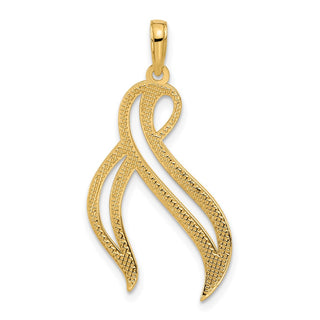 14K Yellow Gold Polished Awareness Ribbon Pendant