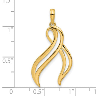 14K Yellow Gold Polished Awareness Ribbon Pendant