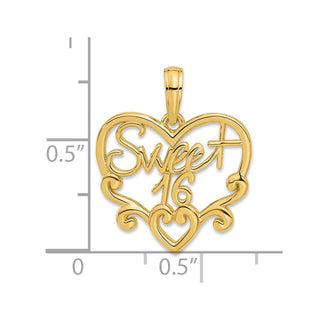 14K Yellow Gold Fancy Sweet 16 Charm D5482
