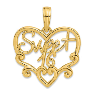 14K Yellow Gold Fancy Sweet 16 Charm D5482
