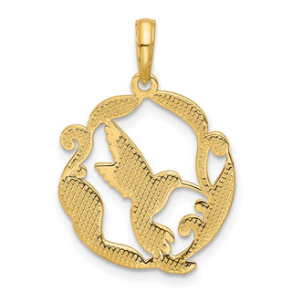 14K Yellow Gold Polished Fancy Hummingbird Charm D5483