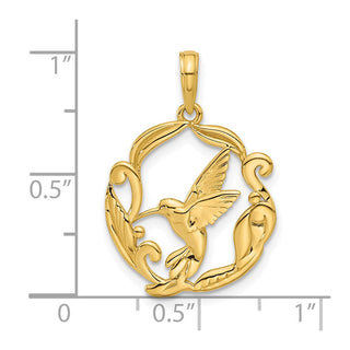 14K Yellow Gold Polished Fancy Hummingbird Charm D5483