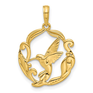 14K Yellow Gold Polished Fancy Hummingbird Charm D5483