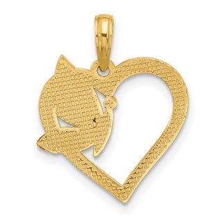 14K Yellow Gold with White Rhodium-plating Fancy Heart and Butterfly Charm D5484
