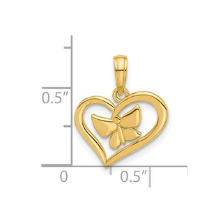 14K Yellow Gold Polished Fancy Heart and Butterfly Charm