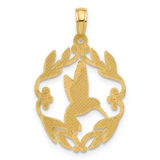 14K Yellow Gold Polished Fancy Hummingbird Charm D5486