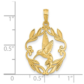 14K Yellow Gold Polished Fancy Hummingbird Charm D5486