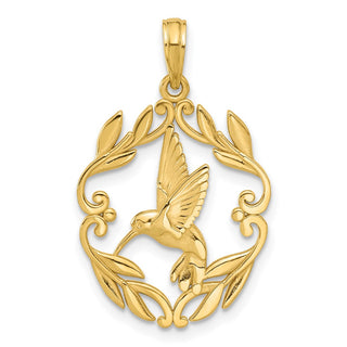 14K Yellow Gold Polished Fancy Hummingbird Charm D5486
